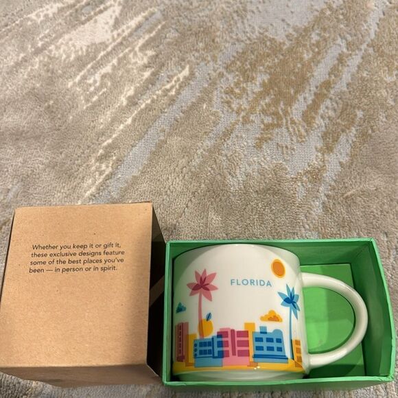 STARBUCKS Collectible You Are Here Series Florida Coffee Mug Blue Pink Orange - Picture 7 of 7